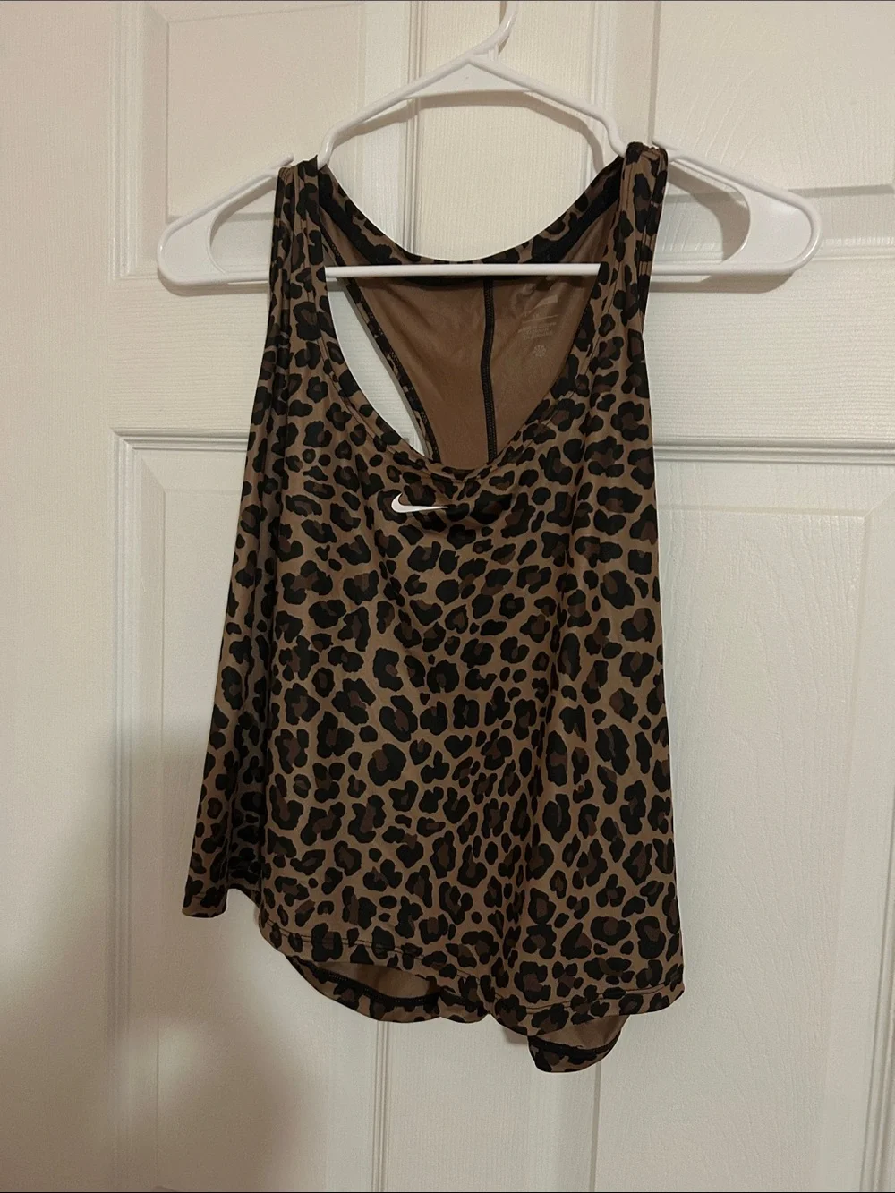 Nike Leopard Print Racerback Tank Top in Brown and Black